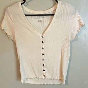 American Eagle White Ruffle top